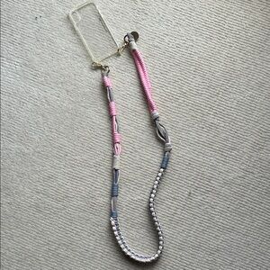 La Coque Francaise - Pink and Gray Woven Phone Lanyard I phone XS.